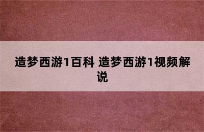 造梦西游1百科 造梦西游1视频解说